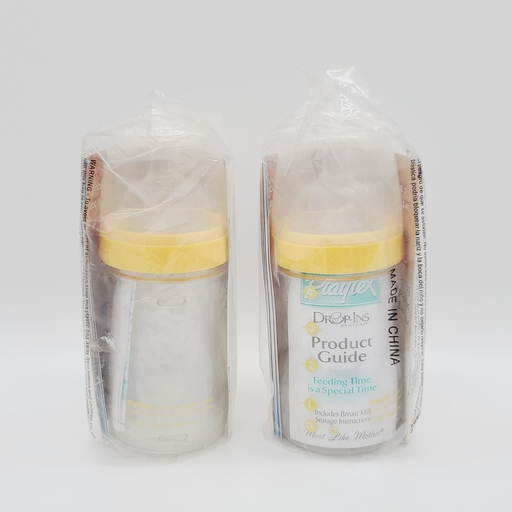 Lot 2002 Playtex Drop-Ins System Baby Bottles 4oz Brand New Sealed With Liner